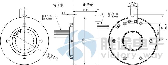 VT38導電滑環(huán)尺寸圖